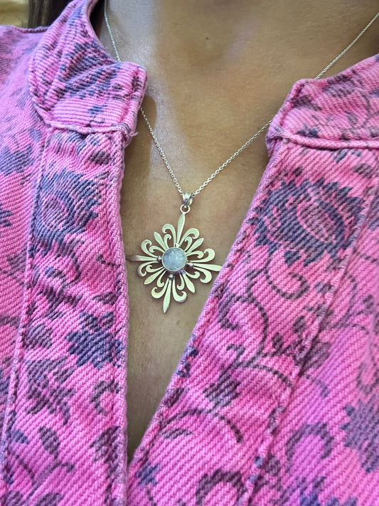 Ay taşı tasarım gümüş kolye