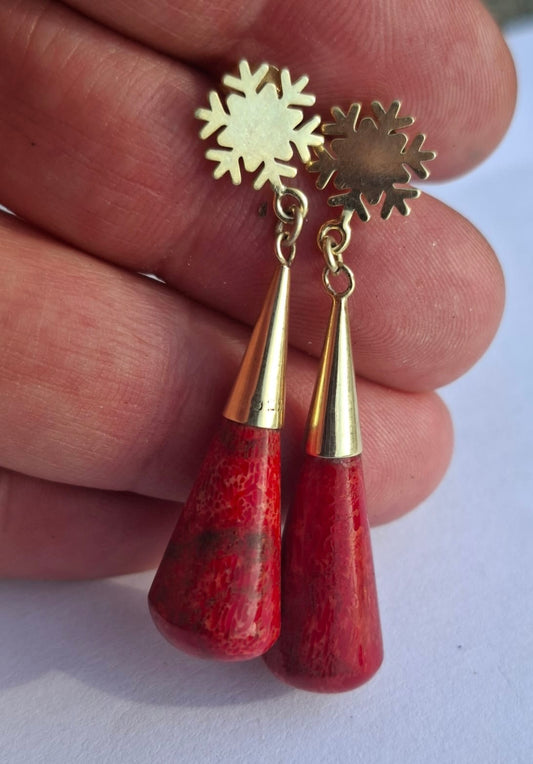 Mercan Kar tanesi gümüş küpe