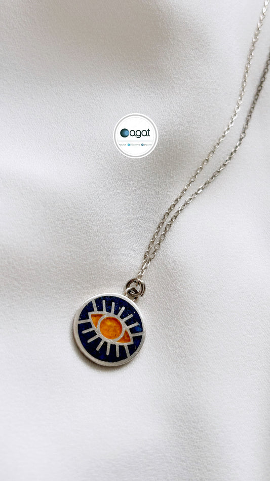 Lapis & Kehribar mozaik göz kolye