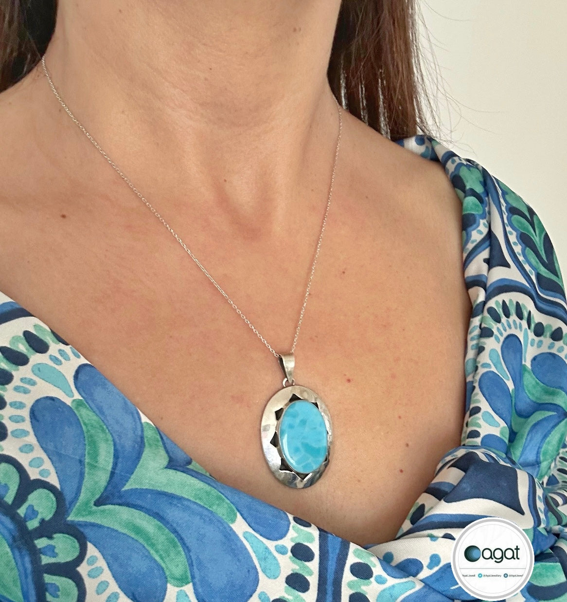 Larimar taşı gümüş kolye