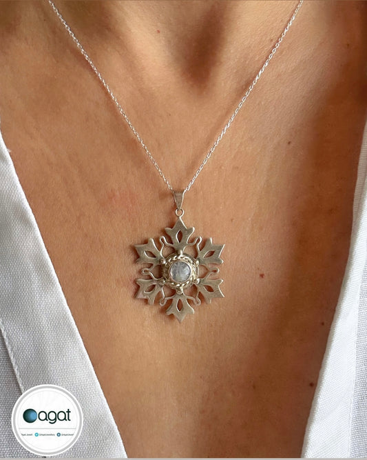 Ay taşı Kar tanesi kolye