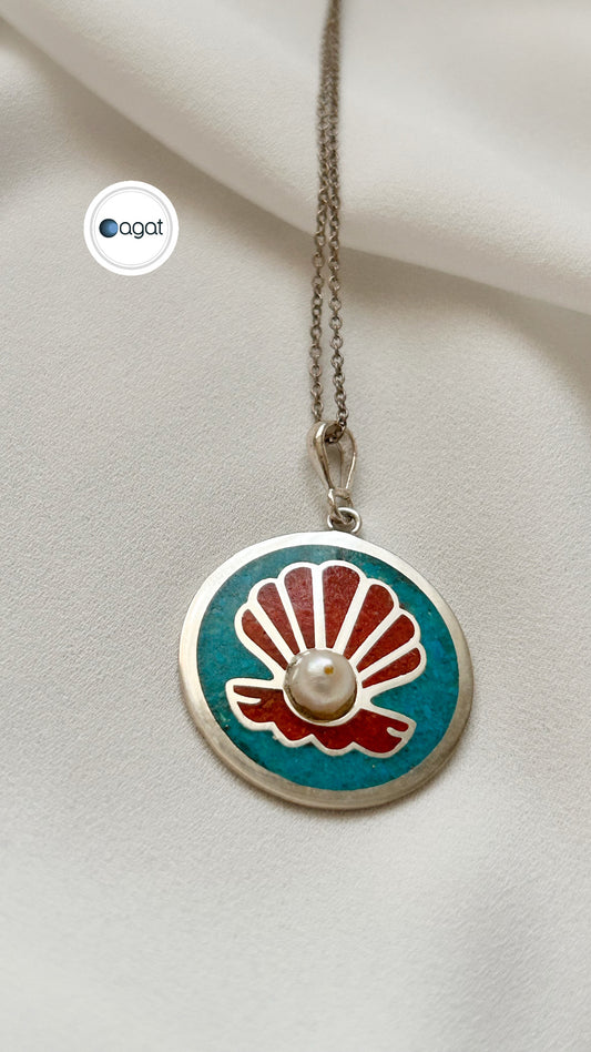 Mercan & Turkuaz İstiridye kolye