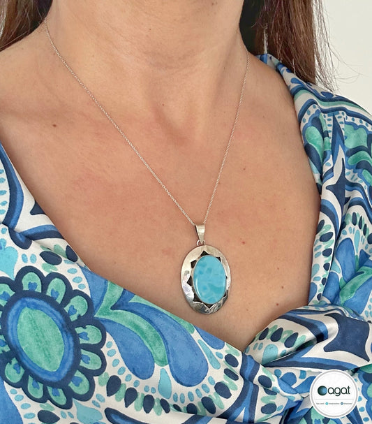 Larimar taşı gümüş kolye