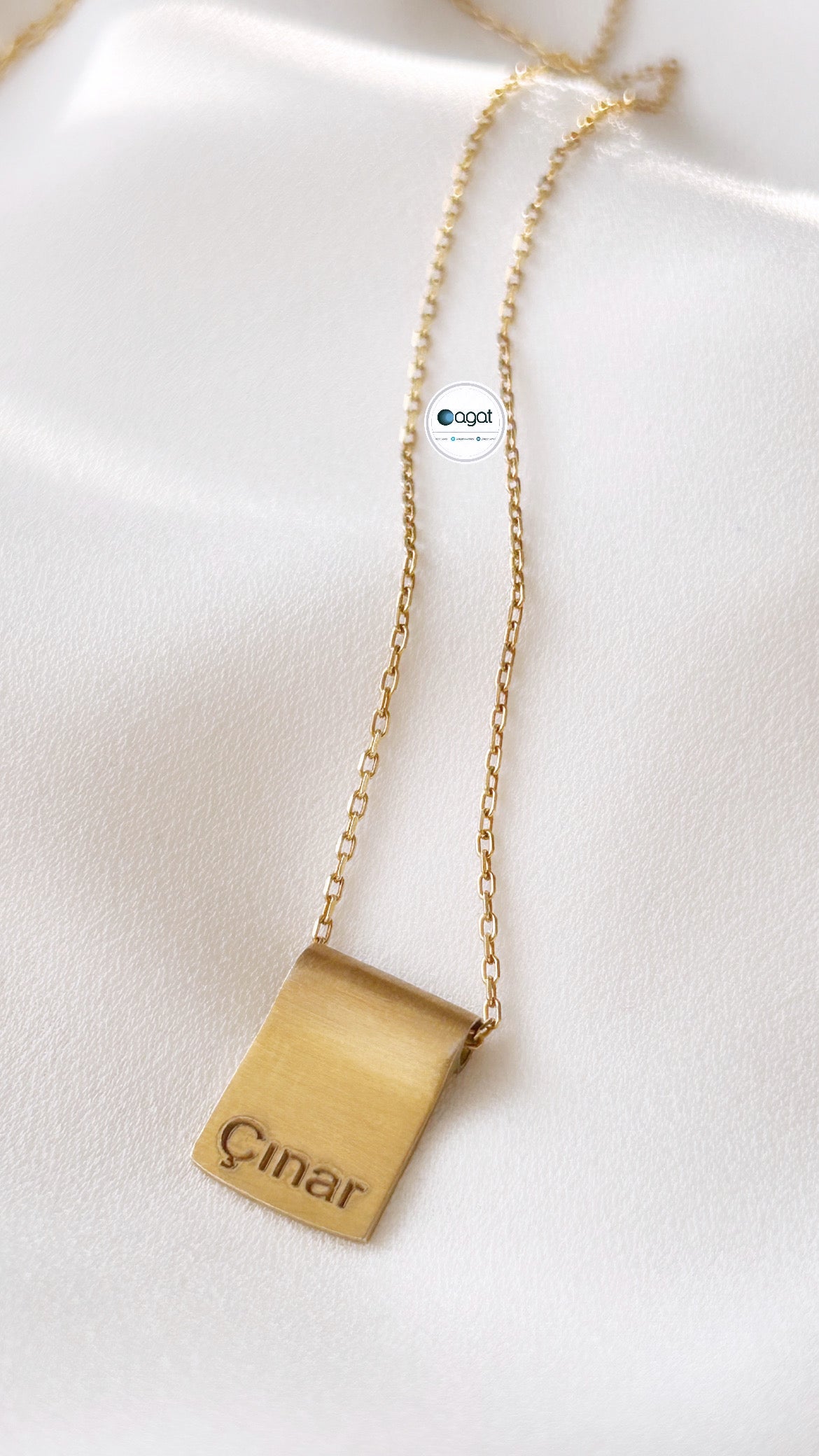 Gümüş Minimal isim kolye