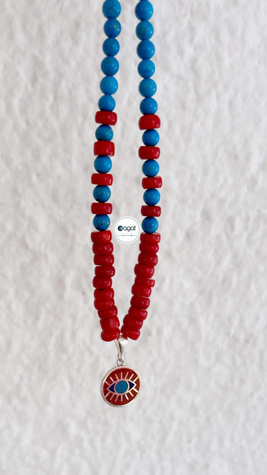 Göz mozaik doğaltaş kolye