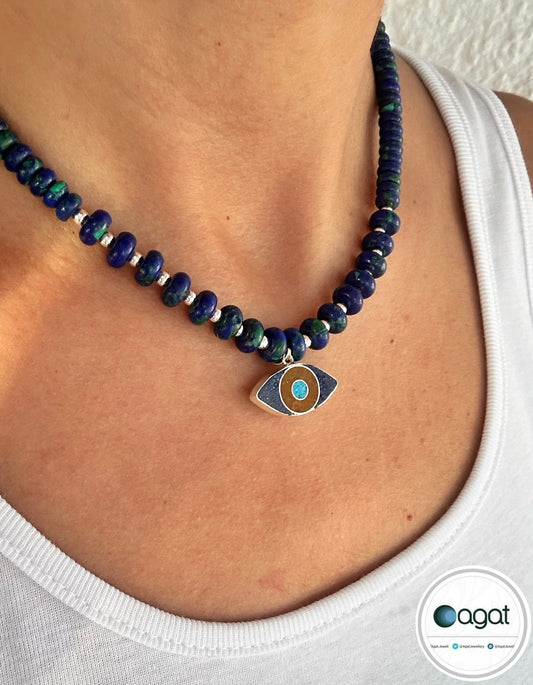 Lapis & Turkuaz mozaik göz kolye