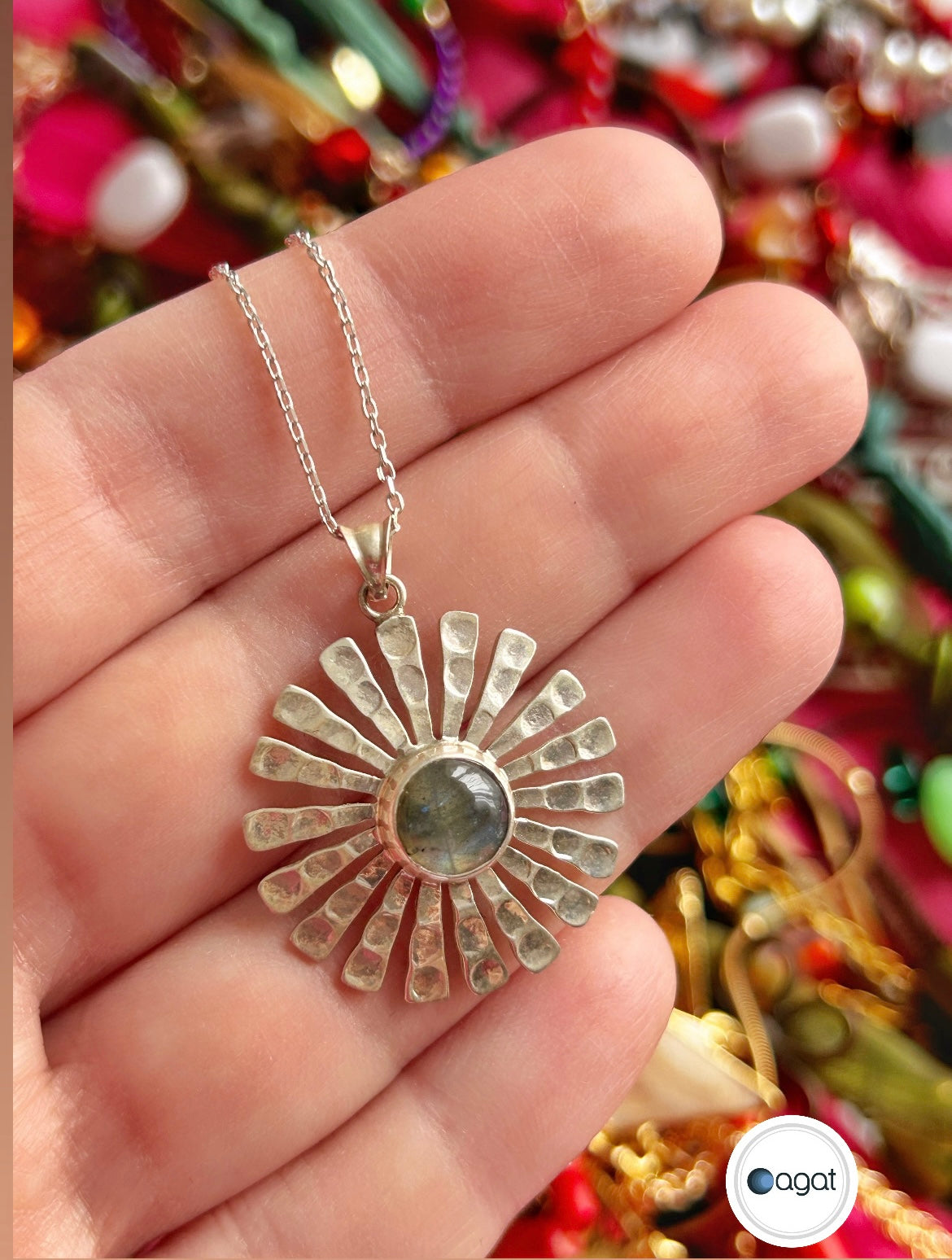 Ay taşı papatya kolye