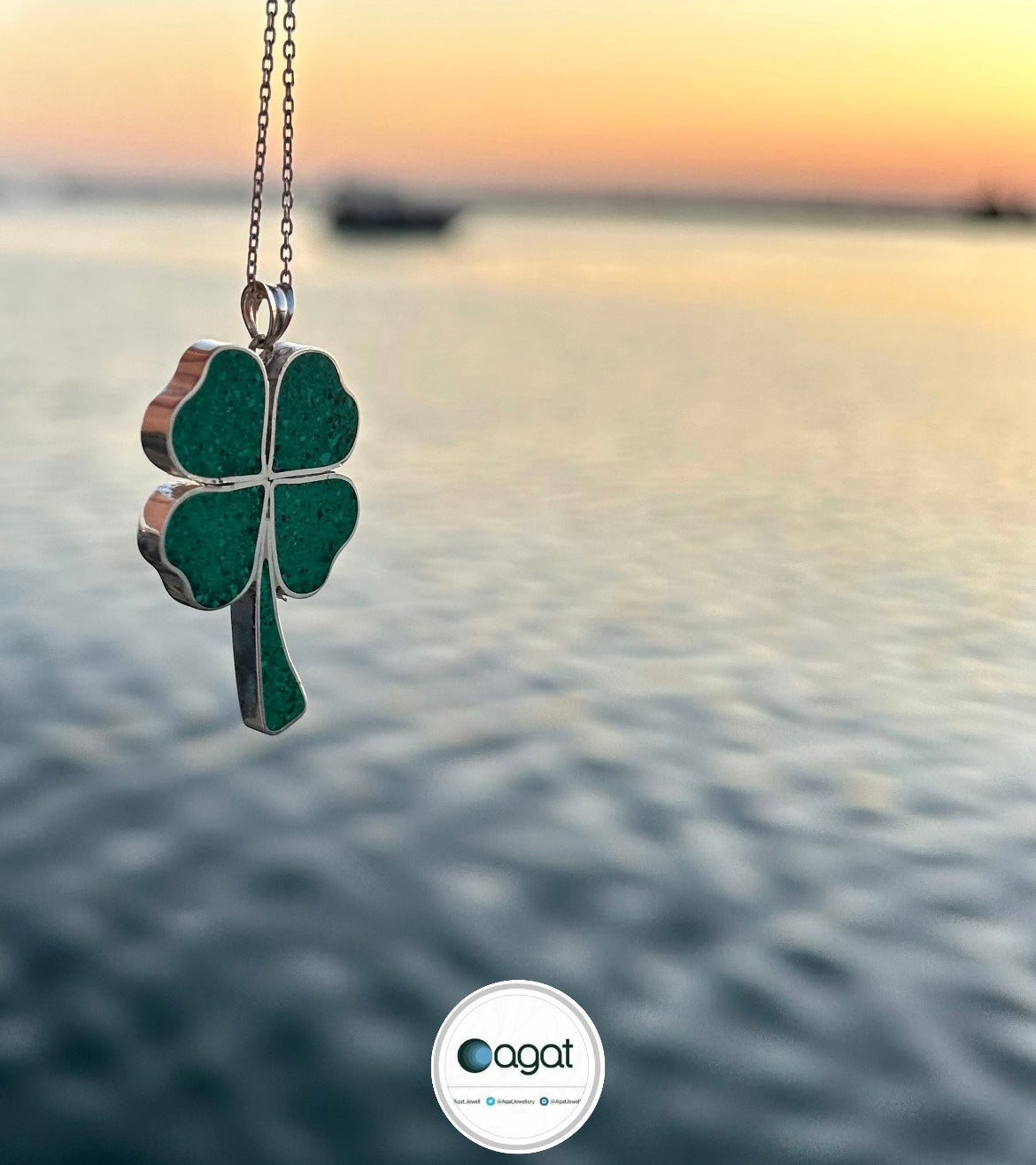 Yonca Malahit & Lapis gümüş kolye