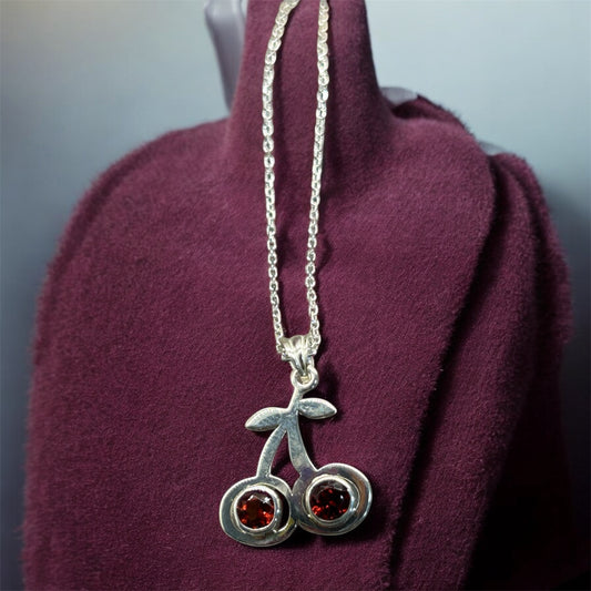 Lal Kiraz gümüş kolye