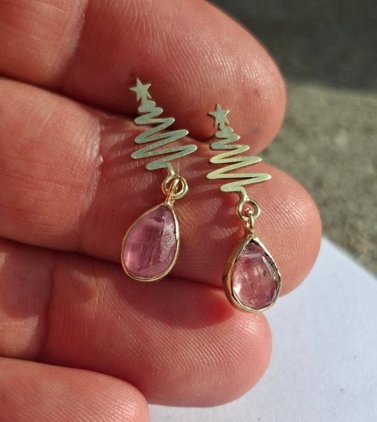 Turmalin Yıldız gümüş küpe