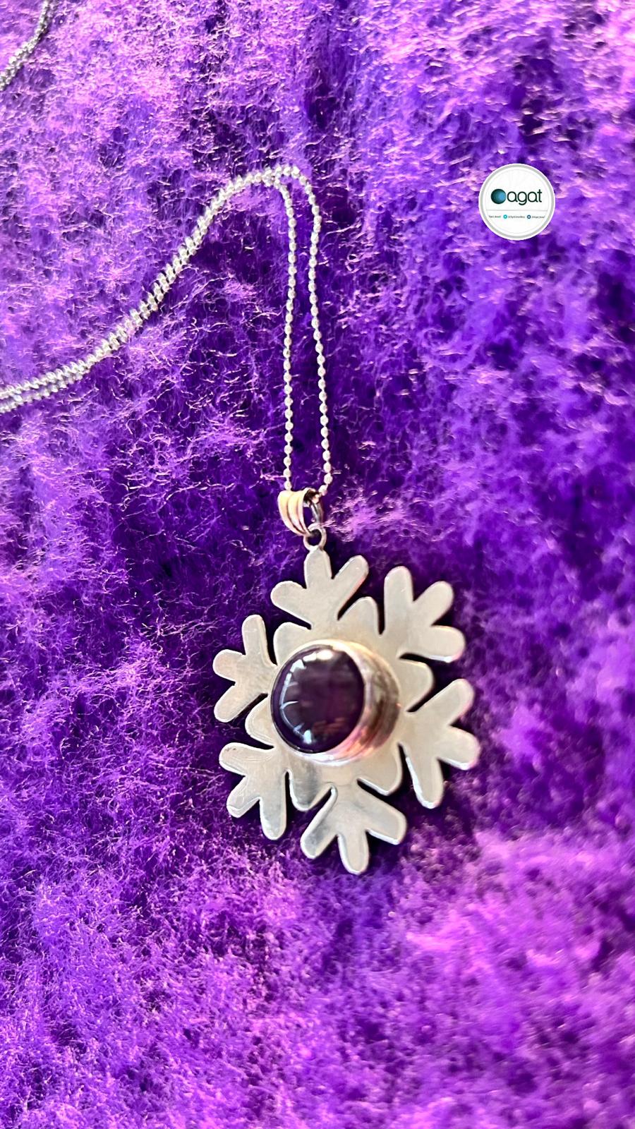 Gümüş Amatist Kolye
