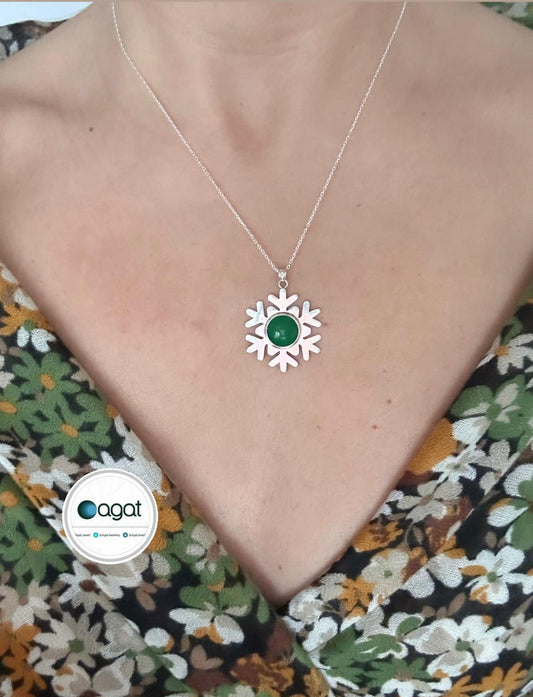 Gümüş Yeşil Akik Kolye