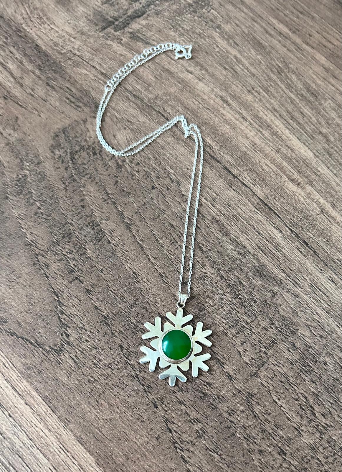 Gümüş Yeşil Akik Kolye
