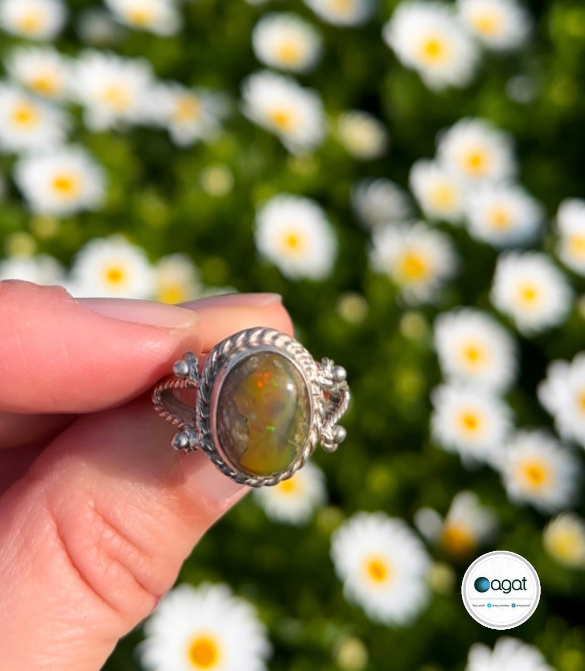 Opal gümüş yüzük