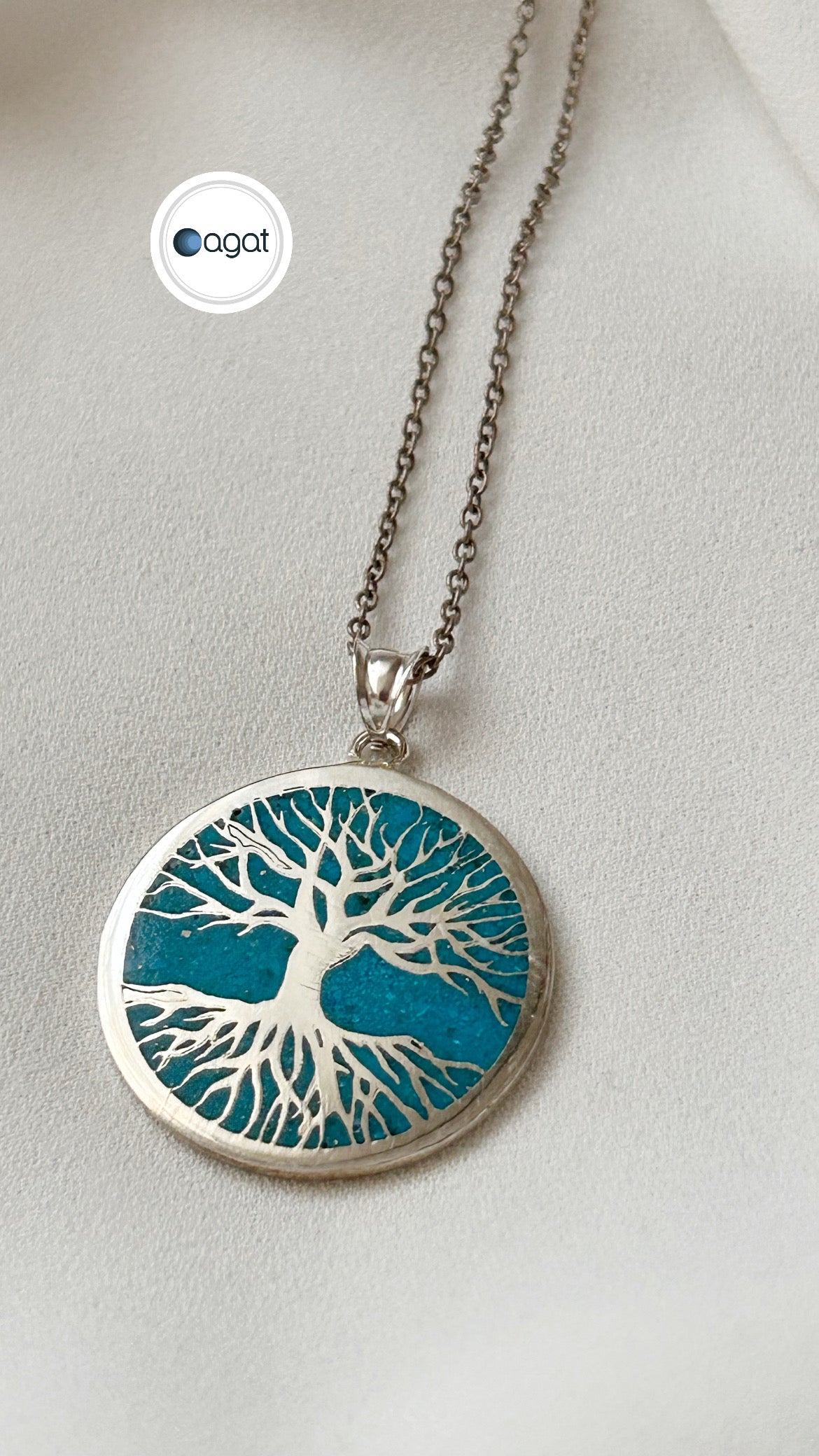Turkuaz Hayat Ağacı kolye