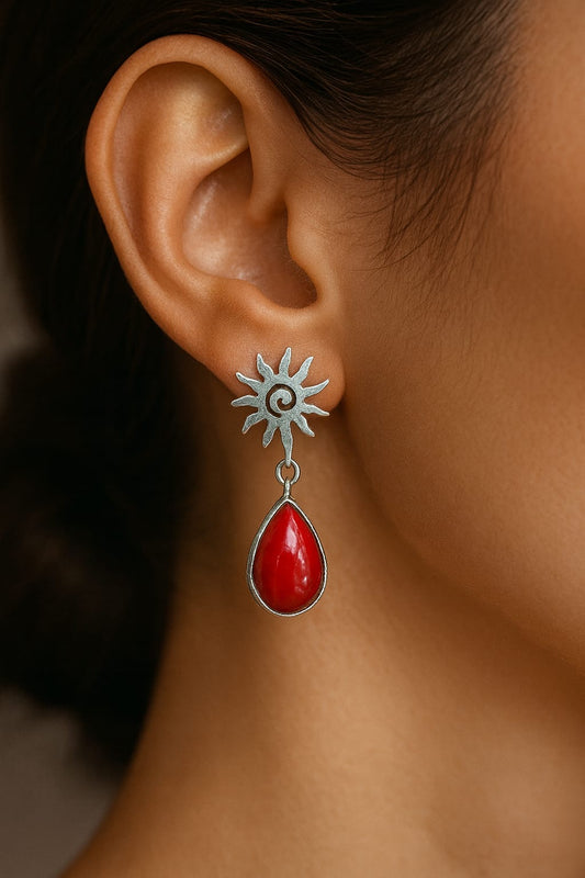 Mercan güneş küpe