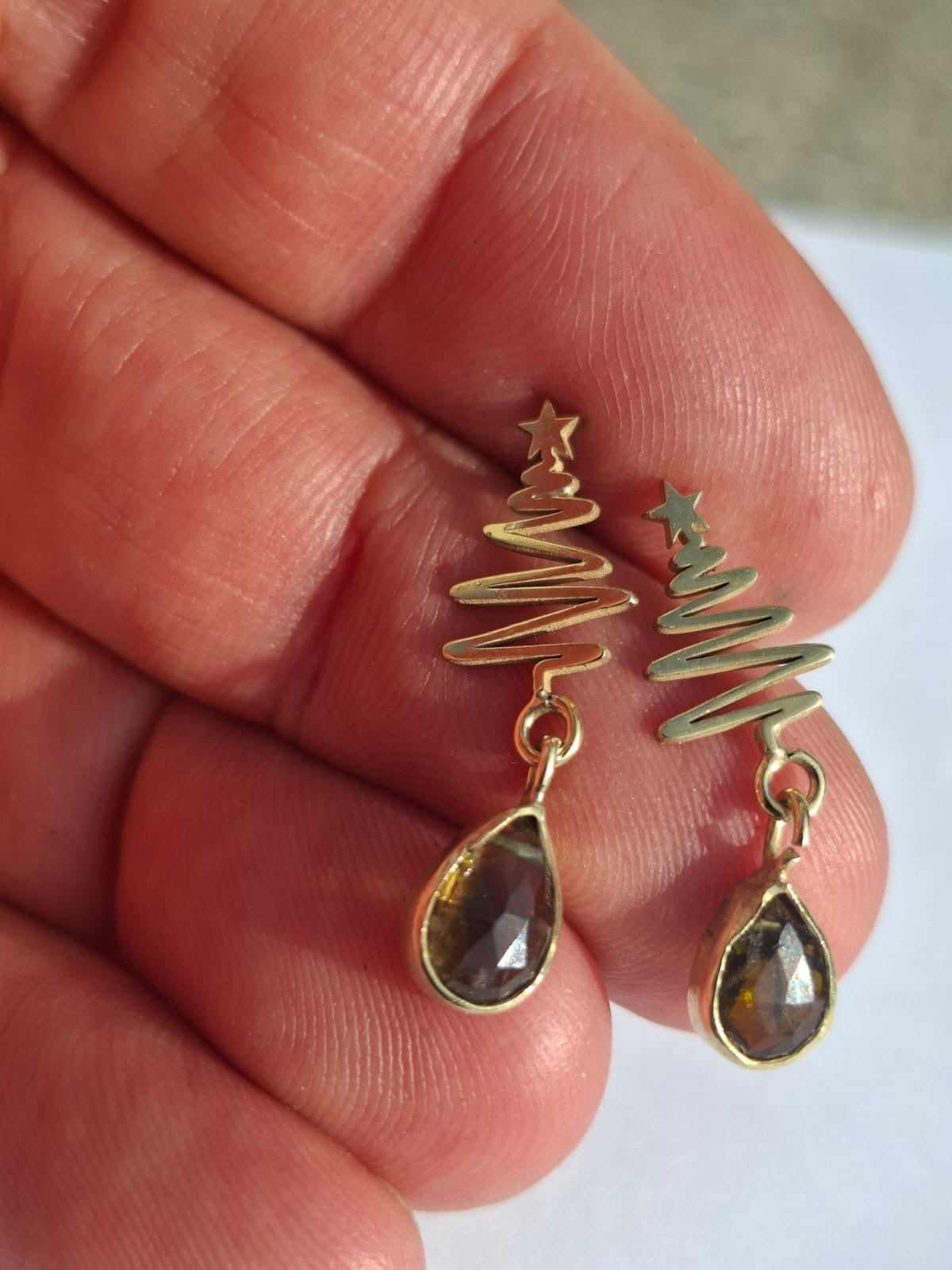 Yeşil Turmalin Yıldız küpe