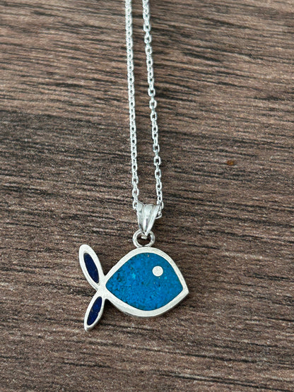 Turkuaz & Lapis Balık kolye
