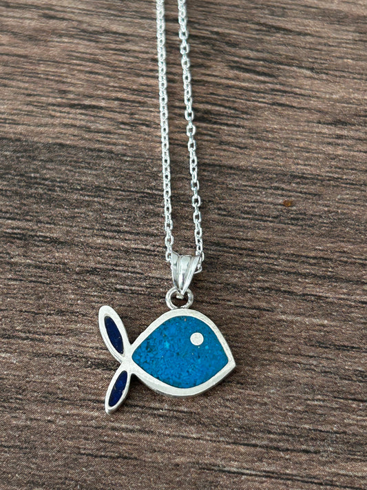 Turkuaz & Lapis Balık kolye