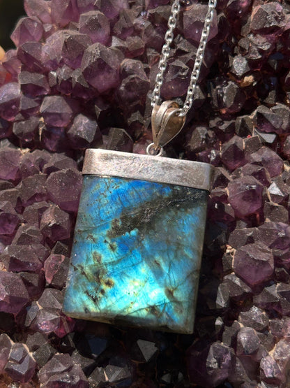 Labradorit Gümüş kolye