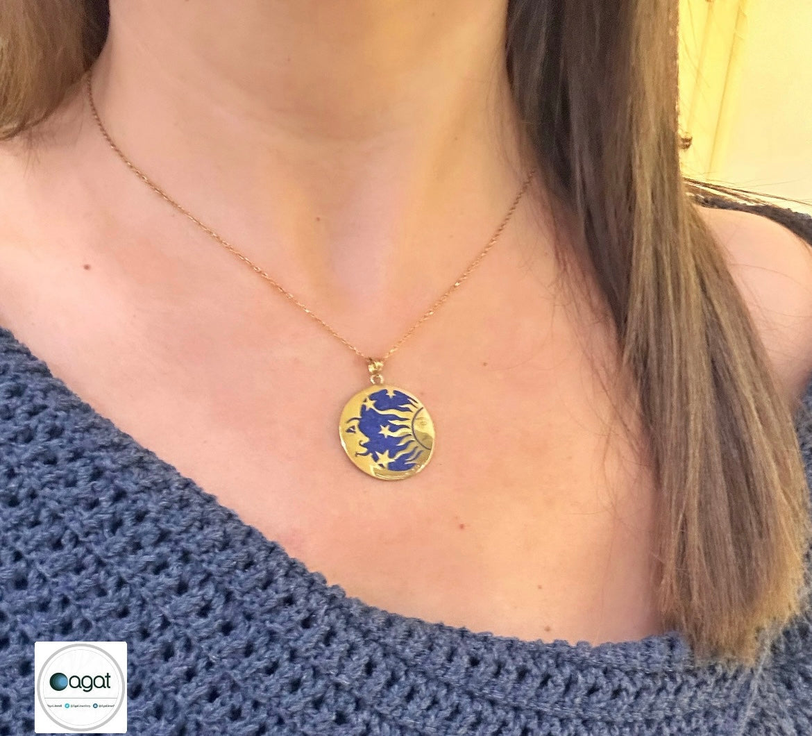 Güneş & Ay Mozaik Lapis kolye