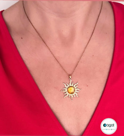 Güneş kehribar kolye