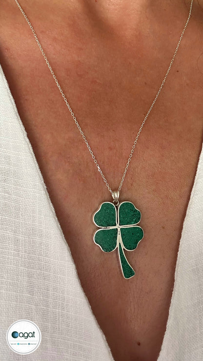 Yonca Malahit & Lapis gümüş kolye