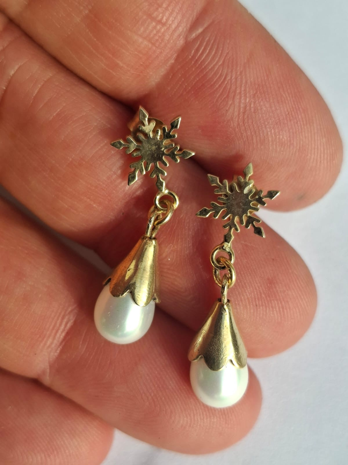 İnci kar tanesi gümüş küpe