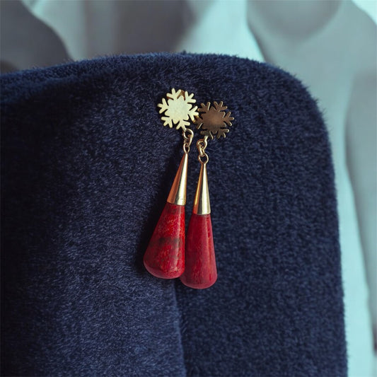 Mercan Kar tanesi gümüş küpe