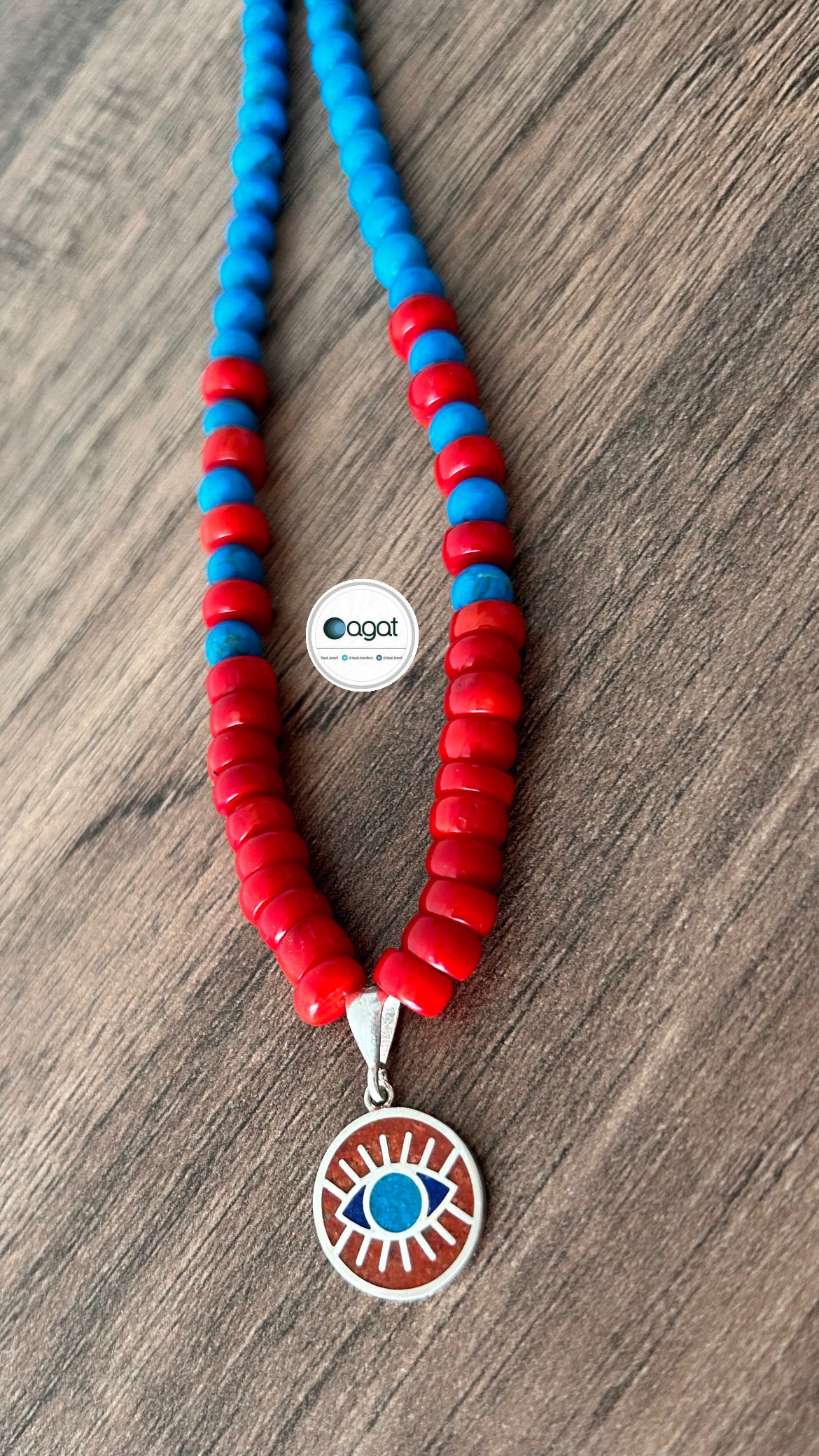 Göz mozaik doğaltaş kolye