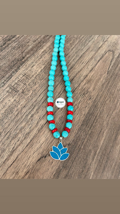 Lotus Turkuaz & Mercan mozaik kolye