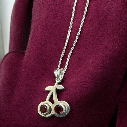 Lal Kiraz gümüş kolye