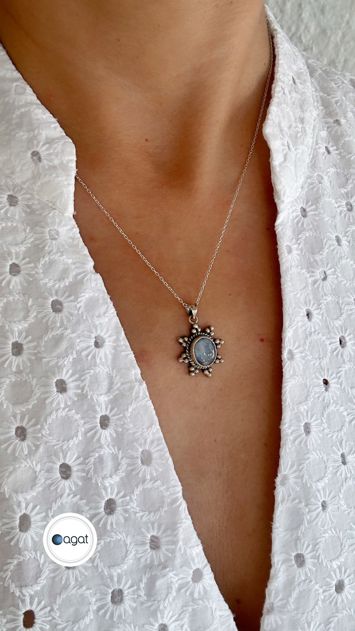 Ay Taşı Gümüş Kolye