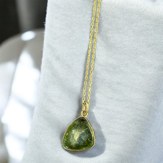 Karpuz Turmalin gümüş kolye