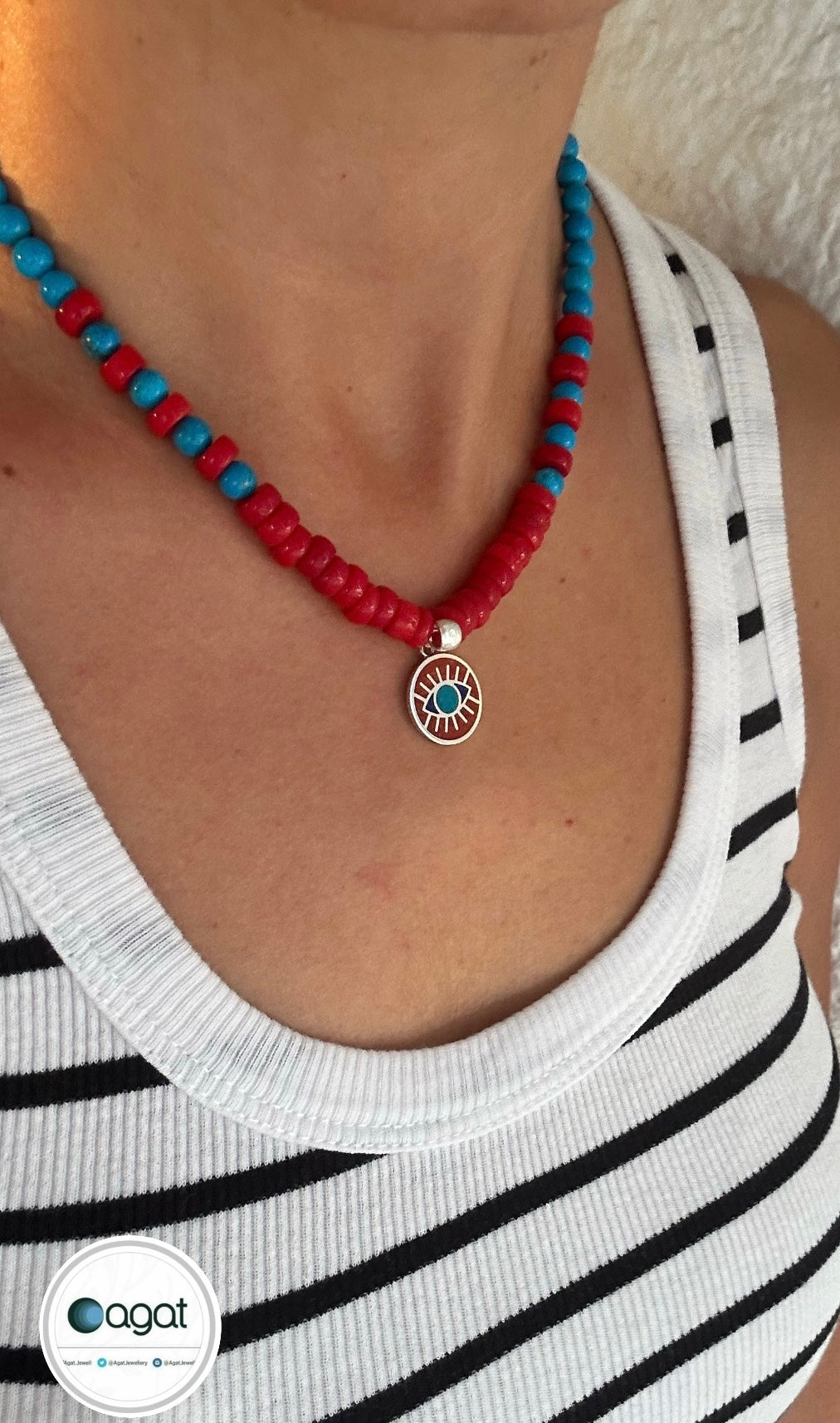 Göz mozaik doğaltaş kolye