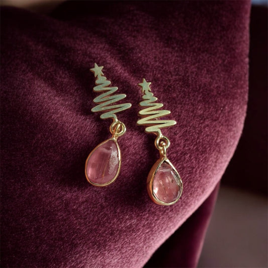 Turmalin Yıldız gümüş küpe