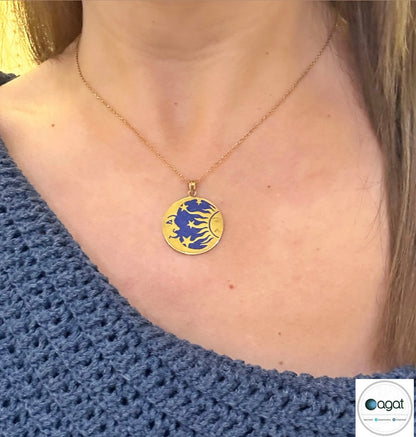Güneş & Ay Mozaik Lapis kolye