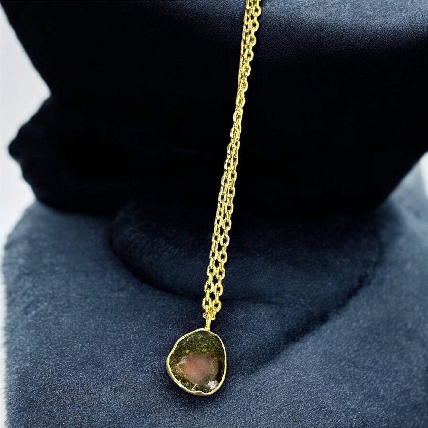 Karpuz Turmalin gümüş kolye