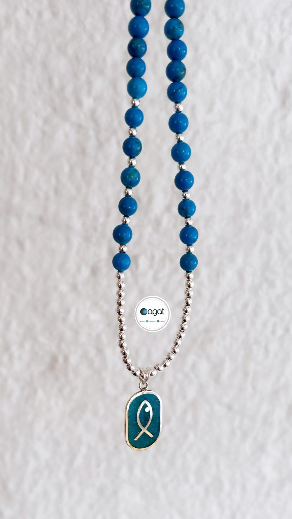 Balık Mozaik Turkuaz kolye