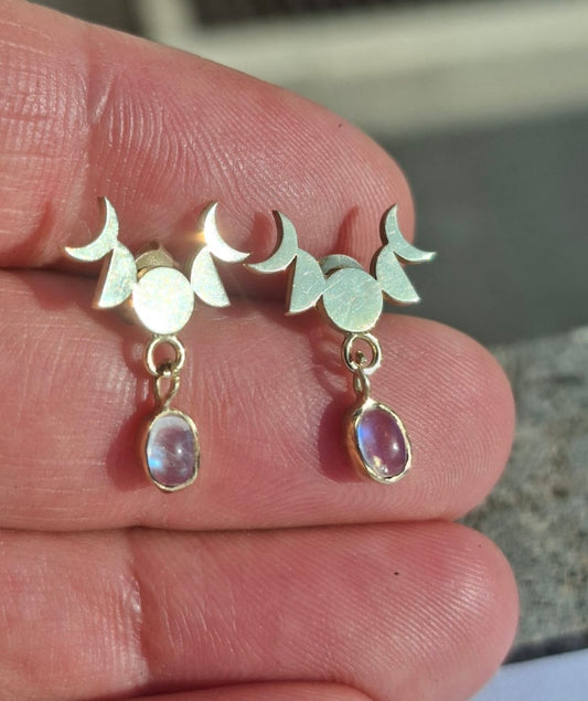 Turmalin Ayın evreleri gümüş küpe