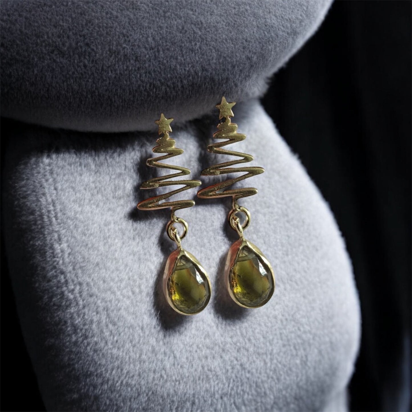 Yeşil Turmalin Yıldız küpe