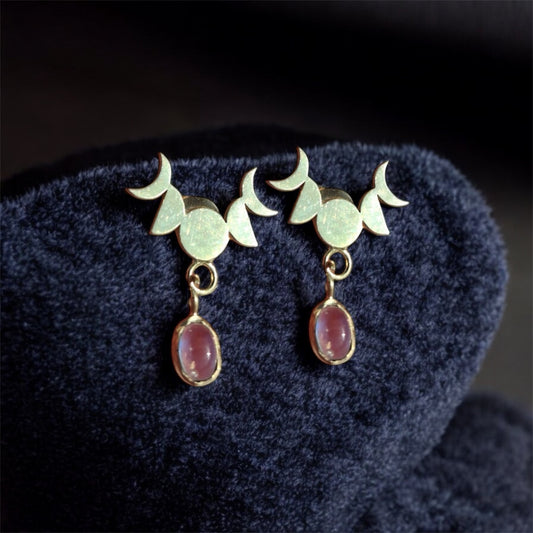 Turmalin Ayın evreleri gümüş küpe