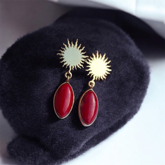 Mercan güneş gümüş küpe