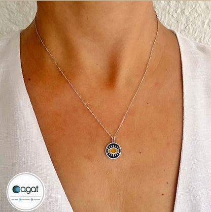 Lapis & Kehribar mozaik göz kolye