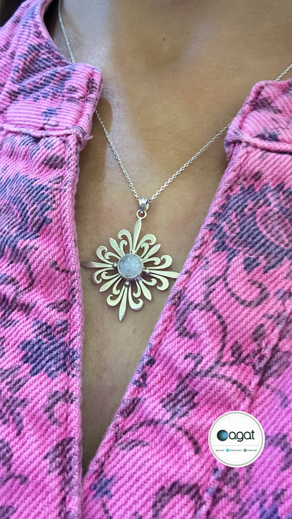 Ay taşı tasarım gümüş kolye