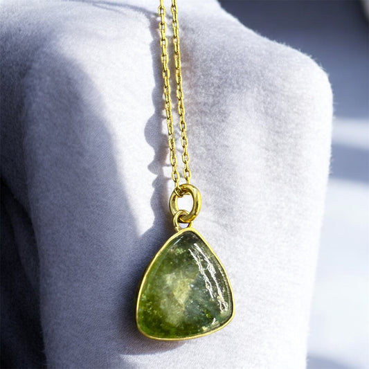 Karpuz Turmalin gümüş kolye