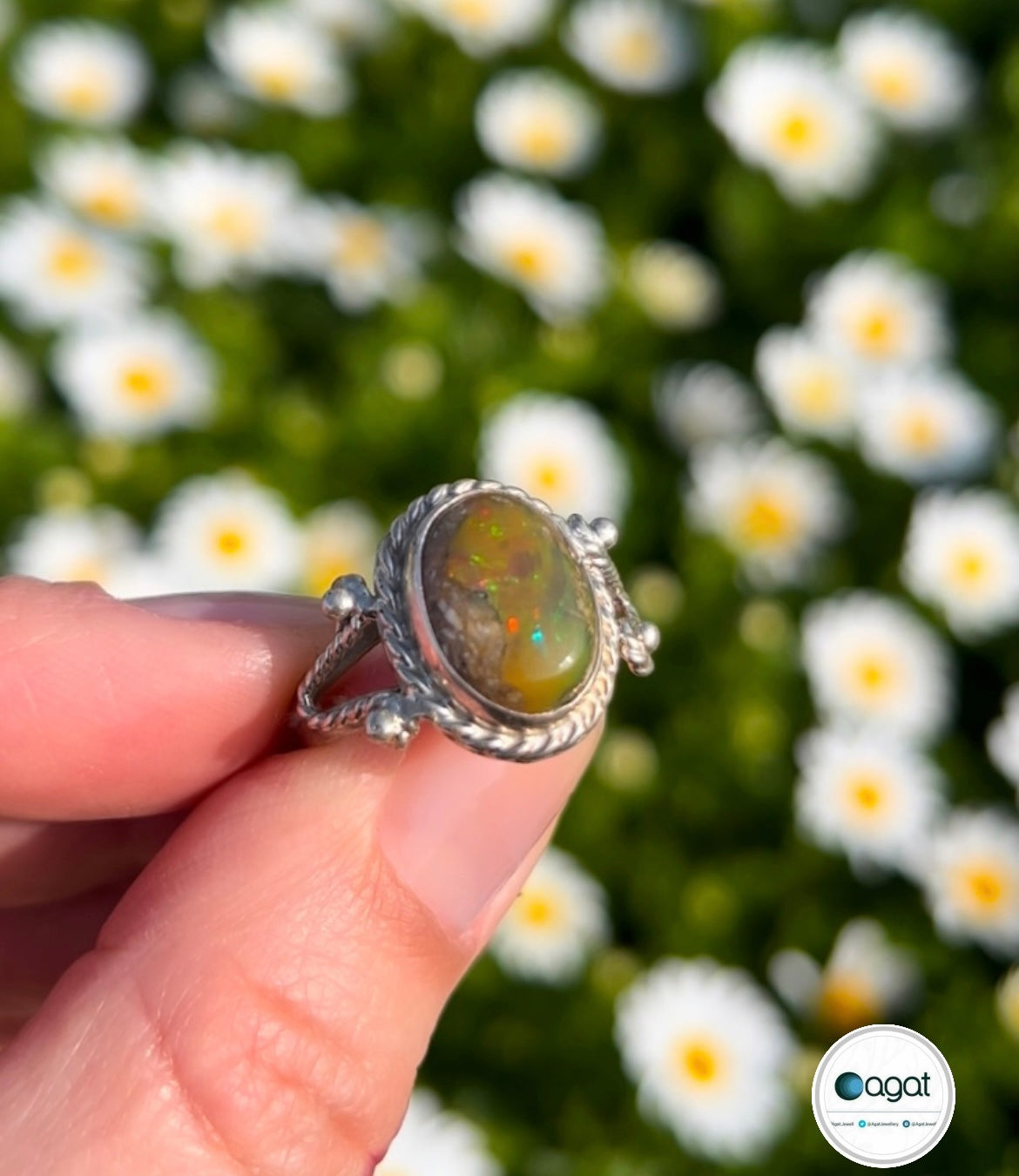 Opal gümüş yüzük