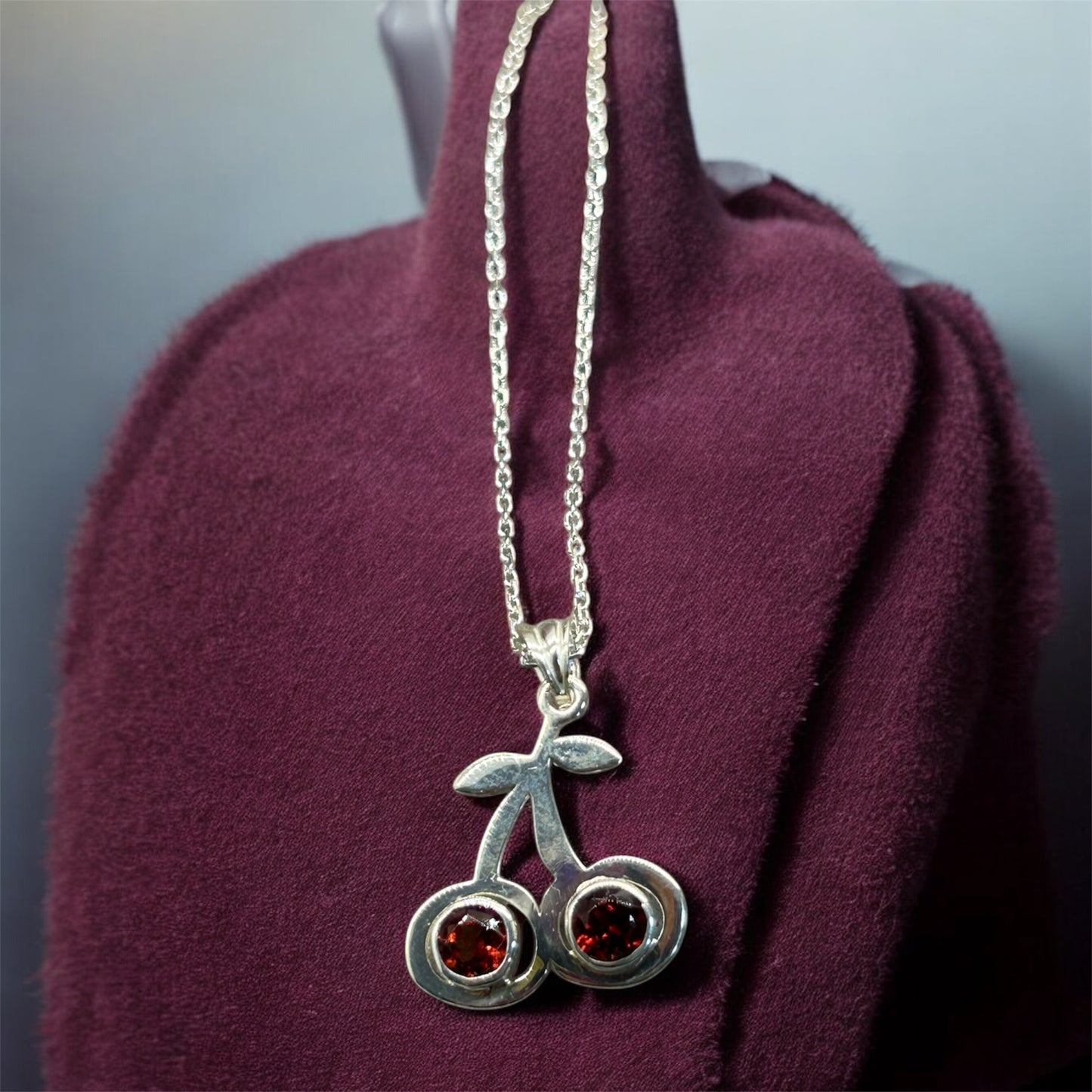 Lal Kiraz gümüş kolye