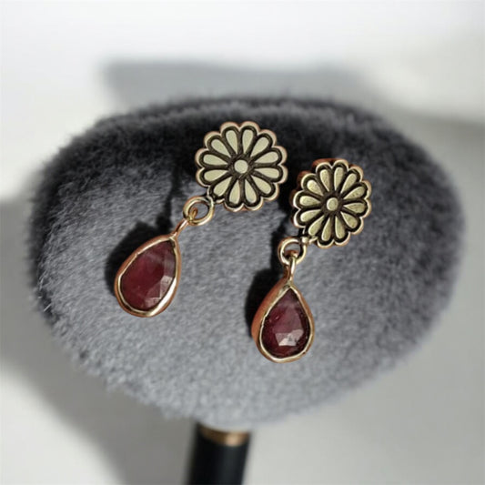 Turmalin Çiçek gümüş küpe