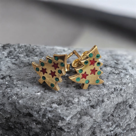 Çam ağacı Mercan & Malahit küpe